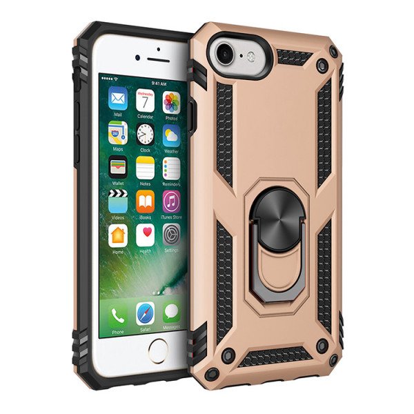 Wholesale iPhone SE2020 / 8 / 7 Tech Armor Ring Grip Case with Metal Plate (Gold)